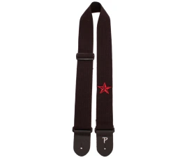 Perri's CWSEMB-7098 - Ремень для гитары, Серия COTTON, Материал: хлопок, Рисунок: красная звезда, Цвет: чёрный, Ширина ремня: 5 см, Длина: 99 - 147 см