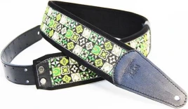 FIDEL FL22012E орнамент квадраты зел./ чёрный - Ремень для гитары