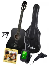 Классическая гитара+Аксессуары, цвет чёрный, Foix FCG-2038CAP-BK