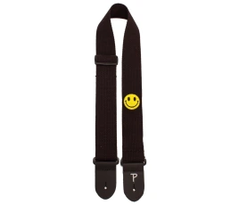 Perri's CWSEMB-7100 - Ремень для гитары, Серия COTTON, Материал: хлопок, Рисунок: смайлик, Цвет: чёрный, Ширина ремня: 5 см, Длина: 99 - 147 см