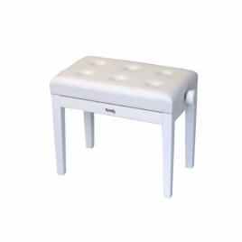 TEMPO Turris 151/MW - банкетка деревянная с регулировкой высоты, кожзам, пуговицы, цвет: белый