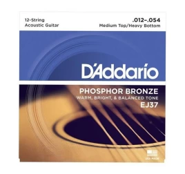 Струны для 12-стр акустической гитары D'ADDARIO EJ37 (12-52)