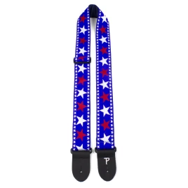 Perri's TWS-7068 - Ремень для гитары, Серия: JACQUARD, Материал: жаккард, Рисунок: красные и белые звёзды, Ширина ремня: 5 см, Длина: 99 - 147 см