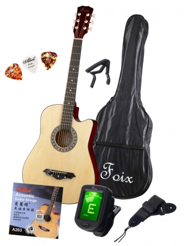 Акустическая гитара Foix FFG-2038CAP-NA в комплекте с аксессуарами фото 1
