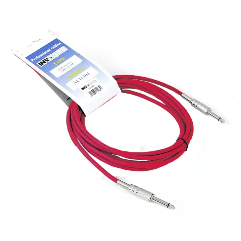 INVOTONE ACI1302 R - инструментальный кабель, 6,3 джек моно <-> 6,3 джек моно, длина 2 м (красный) фото 1