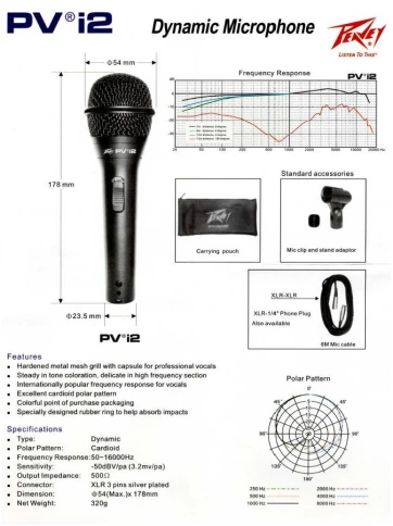 PEAVEY PVi 2G 1/4 - Микрофон фото 2