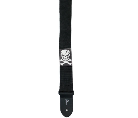 Perri's NWSPKSK-595 - Ремень для гитары, Серия PICK POCKET, Материал: полиэстер, Рисунок: череп, Цвет: чёрный, Ширина ремня: 5 см, Длина: 99 - 147 см фото 1