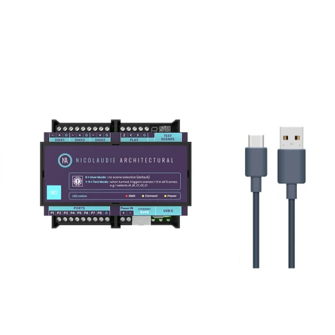 NICOLAUDIE ARCHITECTURAL DINA-DR2 LITE - DMX-интерфейс, 3х DMX512, 5 зон, 99 сцен, USB-C, RDM, SD-с фото 2
