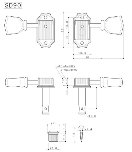 Колки для электрогитары Gotoh SD90 SL G фото 2