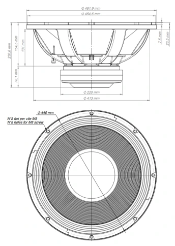 EIGHTEEN SOUND 18LW2600/8 - 18' динамик с расширенным НЧ, 8 Ом, 1500 Вт AES, 97 dB, 30-800 Гц фото 3