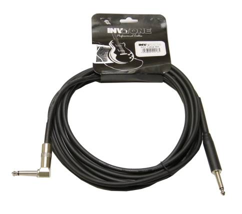 INVOTONE ACI1204 BK - инструм. кабель, 6,3 джек моно <-> 6,3 джек моно угловой, длина 4 м (черный) фото 1