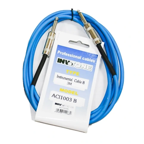 INVOTONE ACI1003 B - инструментальный кабель, 6,3 джек моно <-> 6,3 джек моно, длина 3 м (синий) фото 1
