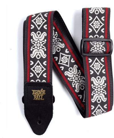 ERNIE BALL 4669 Jacquard Blackjack Red - Ремень для гитары фото 1