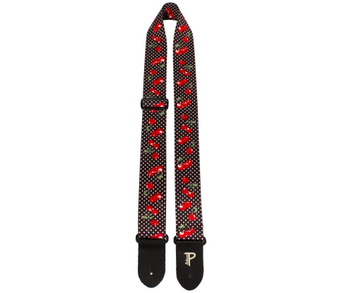 Perri's LPCP-7205 - Ремень для гитары, Серия: Kids Wanna Have Fun, Материал: полиэстер, Рисунок: вишенки, Ширина ремня: 5 см, Длина: 86 - 129 см фото 1