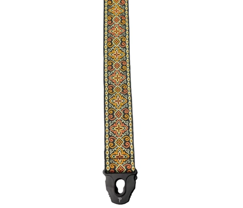 Perri's TWSPL-7059 - Ремень для гитары, со стреплоками, Серия JACQUARD, Материал: жаккард, Рисунок: геометрический, Цвет: оранжевый/жёлтый, Ширина рем фото 1