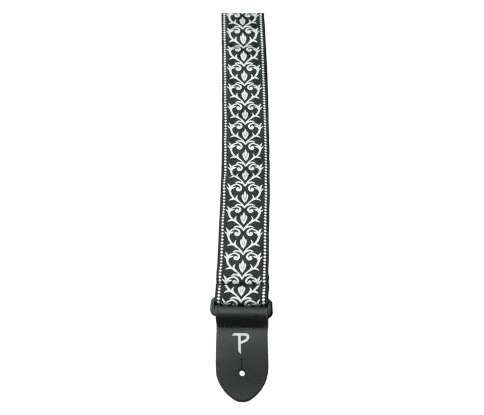 Perri's TWS-6724 - Ремень для гитары, Серия JACQUARD, Материал: жаккард, с кожаными концами, Рисунок: чёрно-белый узор, Цвет: чёрно-белый узор, Ширина фото 1