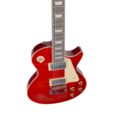 REDHILL LPX200 TRD - электрогитара, Les Paul, H+H, клен/окоуме, цвет прозрачный красный фото 3