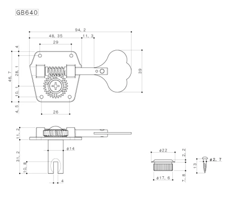 Колки для 4-х струнной бас-гитары Gotoh GB640 фото 2