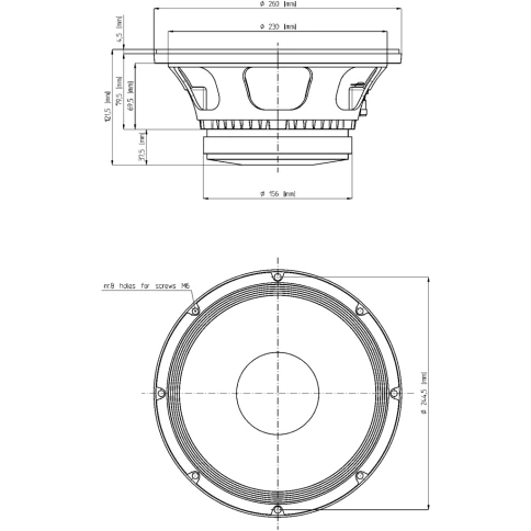 EIGHTEEN SOUND 8MB400/8 - 8' динамик среднебасовый, 8 Ом, 280 Вт AES, 95 дБ, 55...5200 Гц фото 2