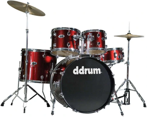 DDRUM D2 BR - удар. установка (2 коробки): 5 бараб., 2 тарелки, стойки, педаль, палочки,цвет-красный фото 1