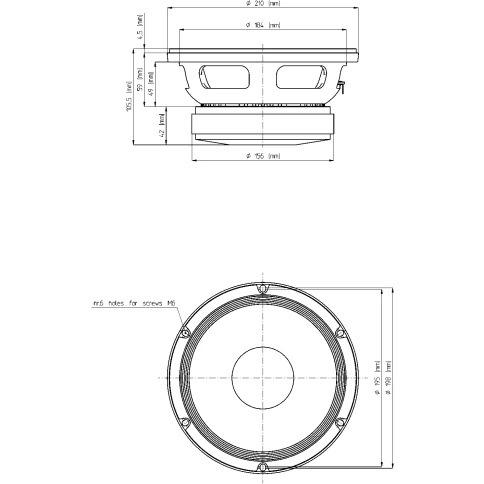 EIGHTEEN SOUND 8M400F/8 - 8' динамик СЧ, 8 Ом, 250 Вт AES, 100,5 дБ, 120...6100 Гц фото 3