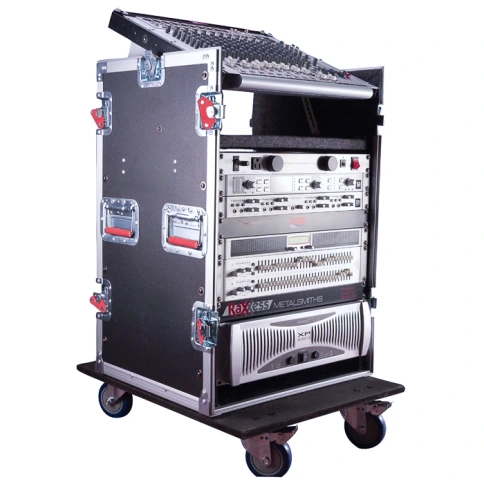 GATOR G-TOUR 10X14 PU - рэковый флайт-кейс, 10U верх,14U низ, на колесах,дерево,черный фото 4