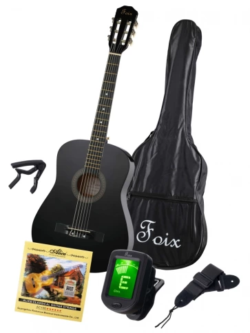 Классическая гитара+Аксессуары, цвет чёрный, Foix FCG-2038CAP-BK фото 1