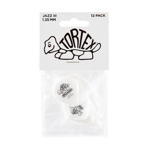 478P1.35 Tortex White Jazz III Медиаторы 12шт, толщина 1,35мм, Dunlop фото 5