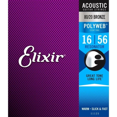 Струны для акустической резонаторной гитары Elixir 11125 16-56 Polyweb фото 1