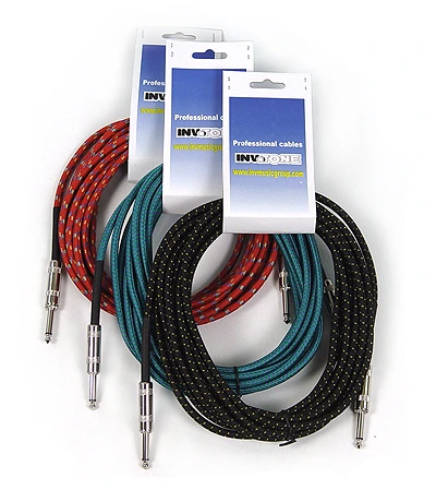 INVOTONE ACI1106 R - инструм. кабель, 6,3 джек моно <-> 6,3 джек моно, тряп. изол, дл. 6 м (красный) фото 1