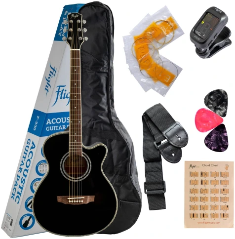 FLIGHT F-230 BLK PACK - Гитара акустическая в наборе фото 1