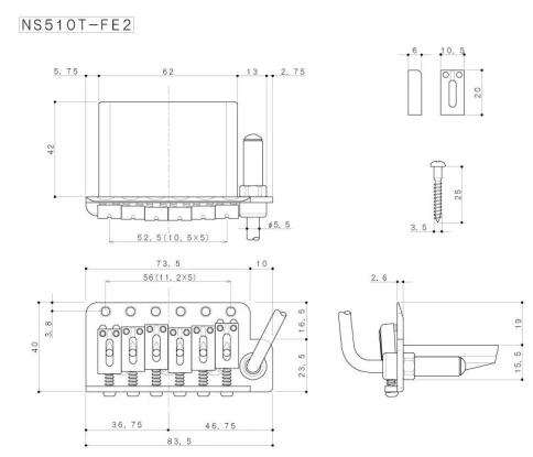 Бридж тремоло Gotoh NS510TS-FE2 C фото 2