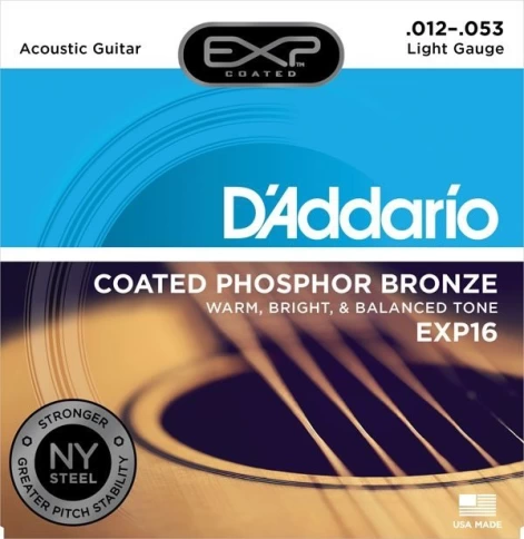 Струны для акустической гитары D'addario EXP16 12-53 фото 1