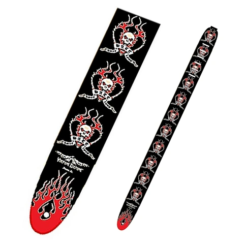 PERRI'S P25VK-1274 - кожаный ремень(2,5') для гитары (Vulture Culture -череп на фоне горящего сердца фото 1