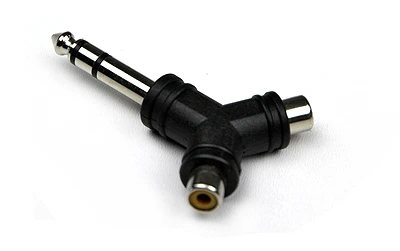 INVOTONE AD220 - переходник 2 RCA мама <>6.35мм стерео джек папа, корпус пластик фото 1