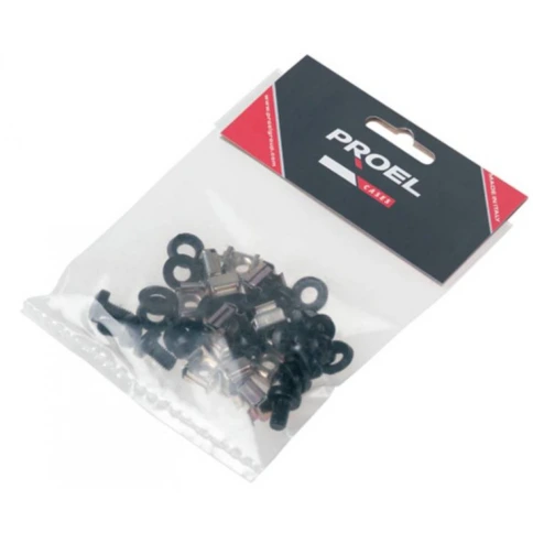 PROEL KIT12B - комплект крепежа для рэка (12шт), винт М6х25мм, гайка М6, нейлоновая шайба фото 1