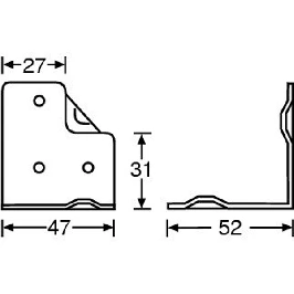 ADAM HALL 4054 - скоба угловая металлическая, 47х52 мм фото 2