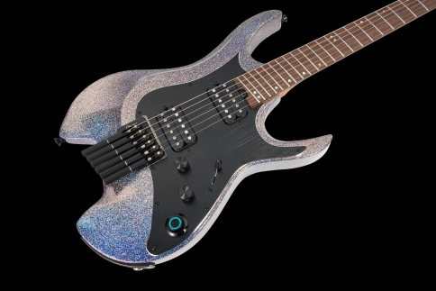 W902-MGCL Электрогитара безголовая со встроенным процессором, серебристая, GTRS фото 3