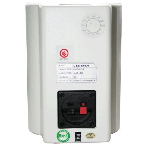 SHOW CSB-50CV/WH - двухполосная АС 70/100В/8Ом, 30 Вт RMS, 86 дБ, динамик 4', белый фото 3