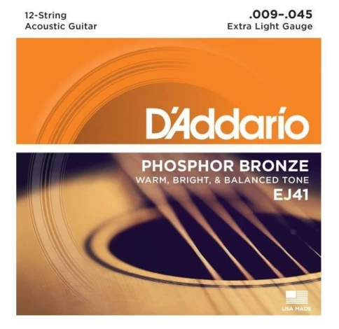 Струны для 12-струнной акустической гитары D’Addario EJ41 9-45 фото 1